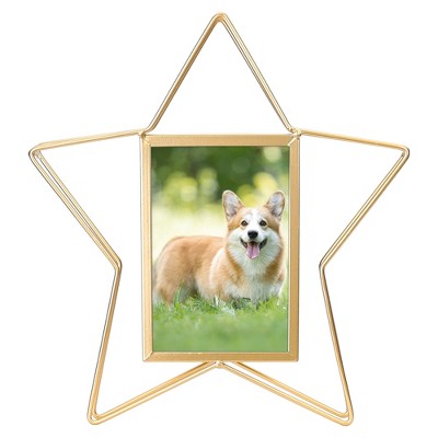 REGALWOVEN Metal Star Shape Freestand Picture Frame 4 x 6