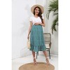 Maternity Skirt Women's High Waist Floral Print Maternity Skirts Ruffled Tiered Casual A Line Swing Boho Skirts - 2 of 4