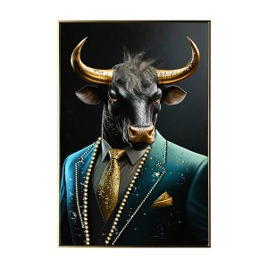 Gulches Executive Blue Buffalo Canvas Wall Art, Dapper Animal Portrait, Modern British Humor, Gallery Wrapped - 1 of 4