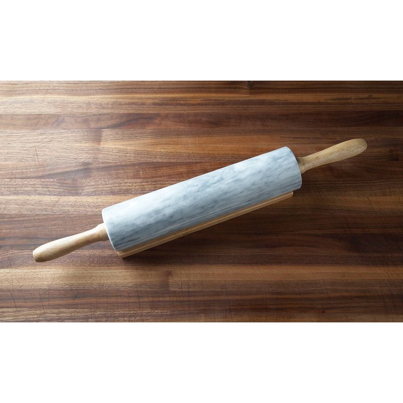 2pc Marble Rolling Pin and Base with Wood Handles - Fox Run, 5 of 8