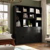 FUFU&GAGA Black Wood 15-Shelves Standard Bookshelf with Adjustable Shelves - 2 of 4
