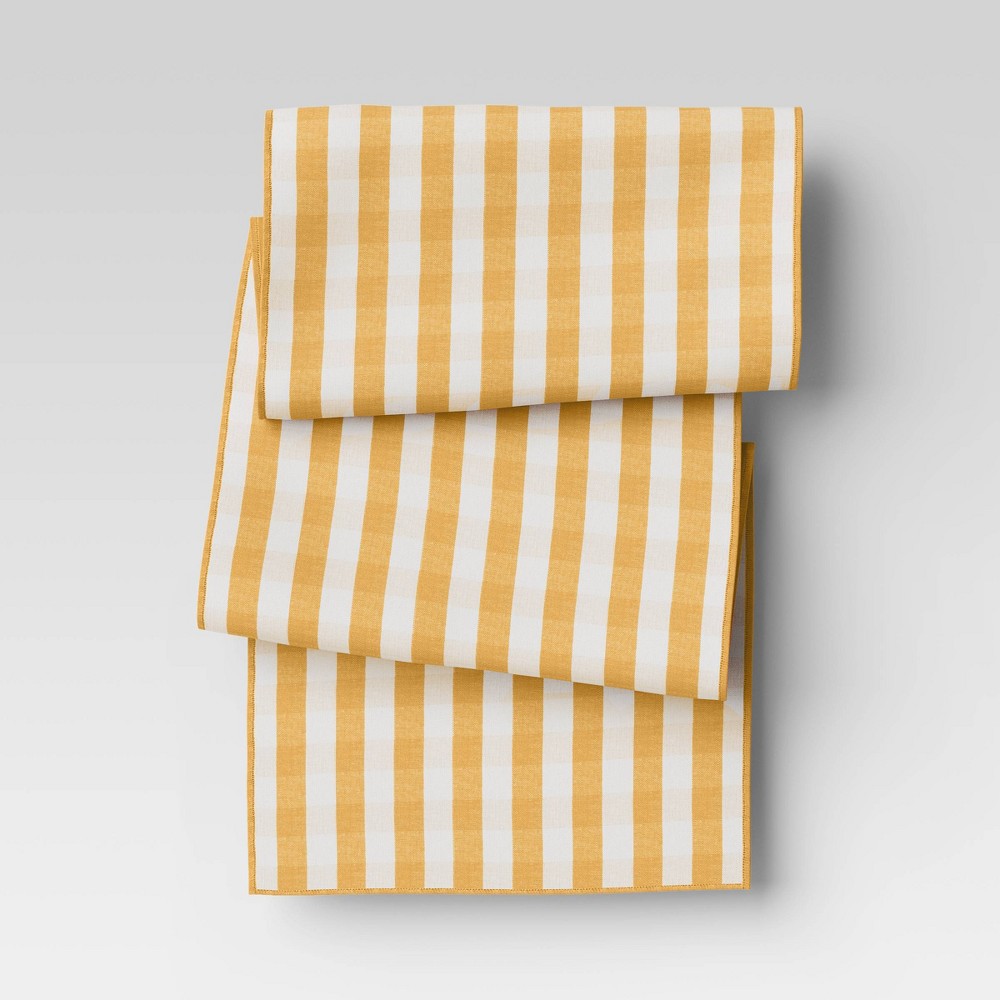 Photos - Tablecloth / Napkin 72" x 14" Cotton Gingham Check Table Runner Yellow - Threshold™