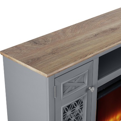 Gray 70" Electric Fireplace TV Stand with Cabinets