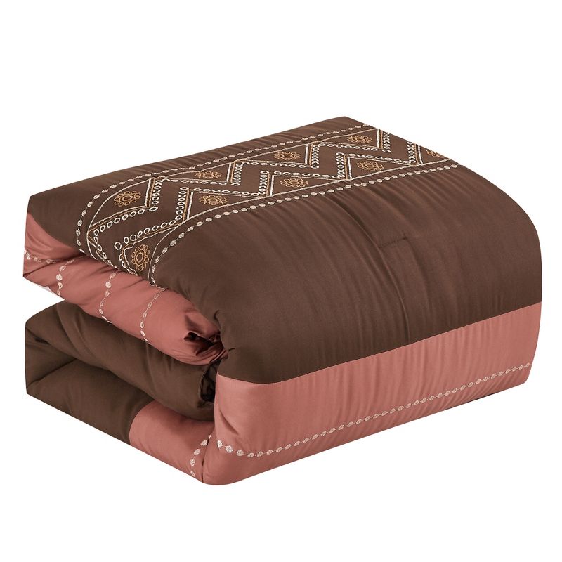 Esca Esdey Warm & Cozy 7 Piece Comforter Set: 1 Comforter, 2 Shams, 2 Cushions, 1 Decorative Pillow, 1 Breakfast Pillow - Brown, 3 of 6