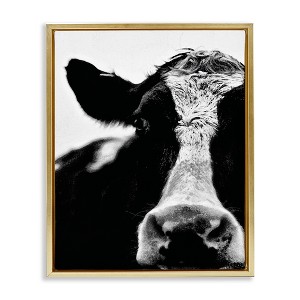 Stupell Industries Cow Face Portrait Floating Frame Canvas Art, Gold, 17" x 21" - 1 of 4