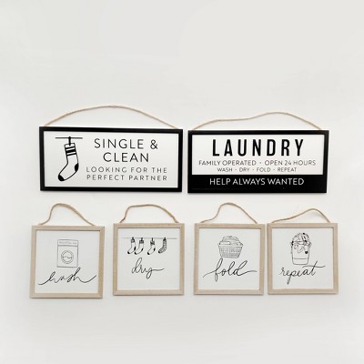 6ct Laundry Signs Black/White - Bullseye's Playground™