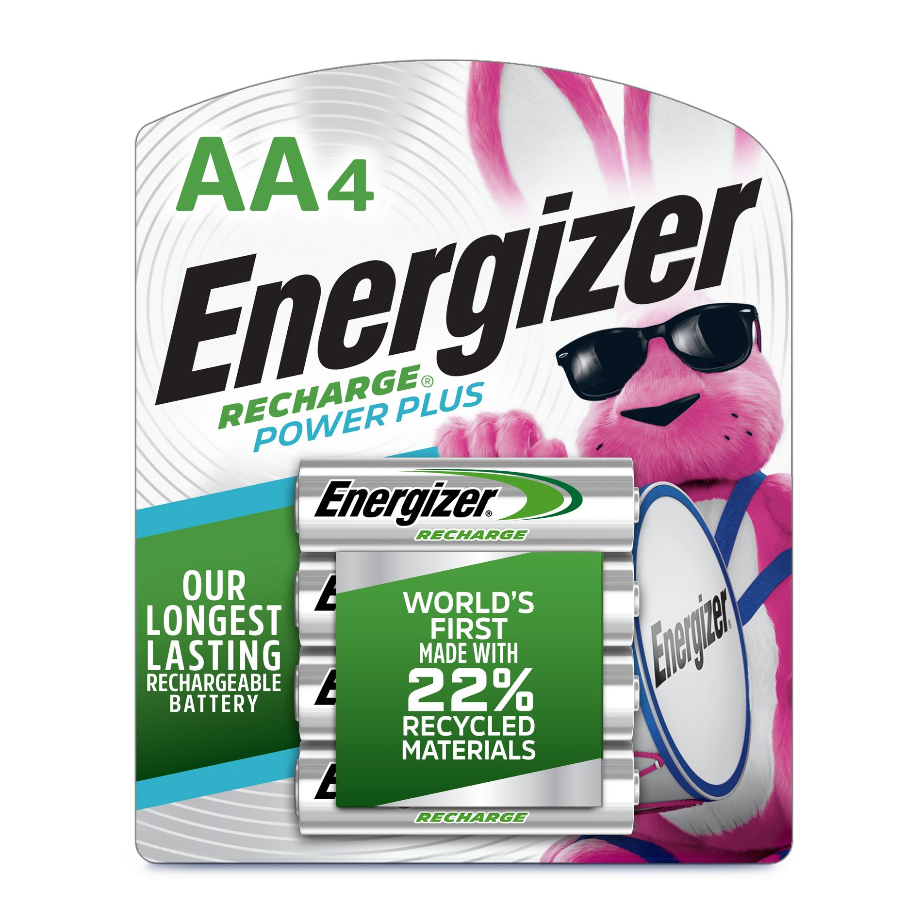 Energizer 4pk Power Plus Rechargeable AA Batteries: 2300mAh, 1.2V, Silver