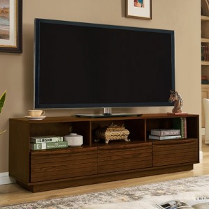 SKRAN 63" Mid-Century Modern TV Stand for TVs up to 75", Farmhouse Cabinet, Media Console for Living Room, Wood Drawers & Outlet Holes - 1 of 4