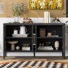 60" Retro Wooden Sideboard with 4 Metal Handles, Storage Cabinet with 4 Shelves and 4 Doors - ModernLuxe - 2 of 4