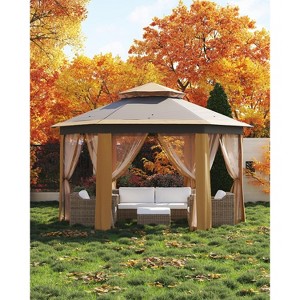 Pop Up Gazebo 13x13ft, Outside Canopy Tent with 6 Pcs Mosquito Netting, One Push Setup for Backyard Patio - 1 of 4
