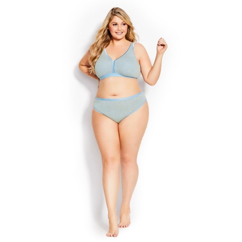 AVENUE BODY | Women's Plus Size Fashion Cotton Thong - blue stripe - 26W/28W