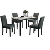 CAVINAS Dining Table Set for 4 Faux Marble Top Table with 4 Wool Fabric Upholstered Chairs for Kitchen - 2 of 4