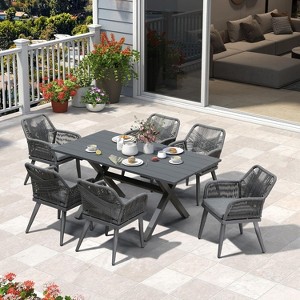 PURPLE LEAF Outdoor Dining Set All-Weather PE Rattan Outdoor Patio Furniture Set with All Aluminum Frame Table and Chairs Set - 1 of 4