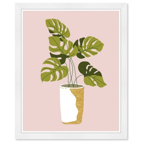 15 X 21 Boho Monstera Plant Framed Wall Art Print Pink - Wynwood Studio :  Target