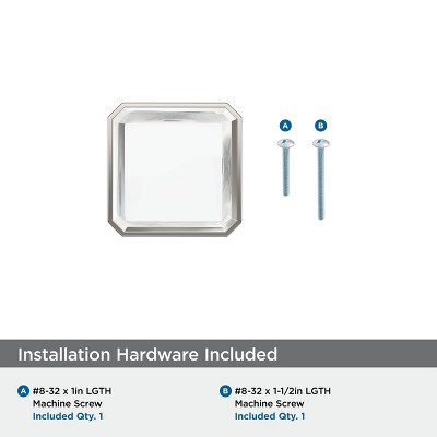 Glacio Square Clear and Polished Nickel Cabinet Knob