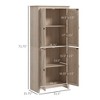 72" Painted Wood Modern Freestanding Kitchen Pantry Cabinet with 4 Doors, 4-Tier Shelves and Adjustable Shelves for Dining Room - 3 of 4