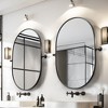 PexFix 24 in. W x 36 in. H Oval Metal Framed Pivoted Bathroom Wall Vanity Mirror in Black Set of 2 - 2 of 4