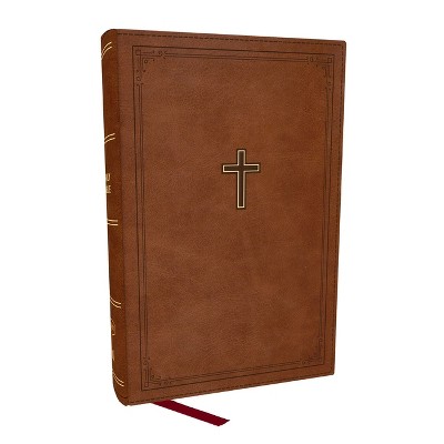 KJV Personal Size Large Print End-Of-Verse Reference Bible, Brown Leathersoft, Red Letter, Comfort Print (Thumb Indexed) - by  Thomas Nelson