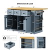 NicBex Mobile Kitchen Island Cart Kitchen Carts with Storage, 3 Drawers, 5 Shelves, Drop Leaf and 2 Stools for Kitchen, Gray Blue - 2 of 4