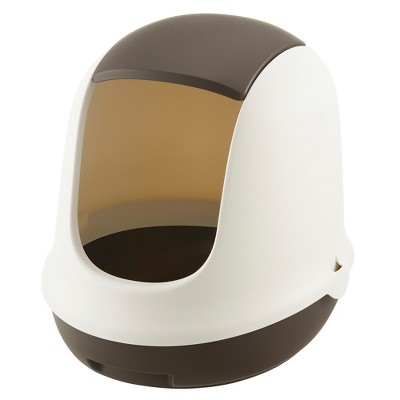 Richell PAW TRAX Dome Hooded Litter Box - Brown