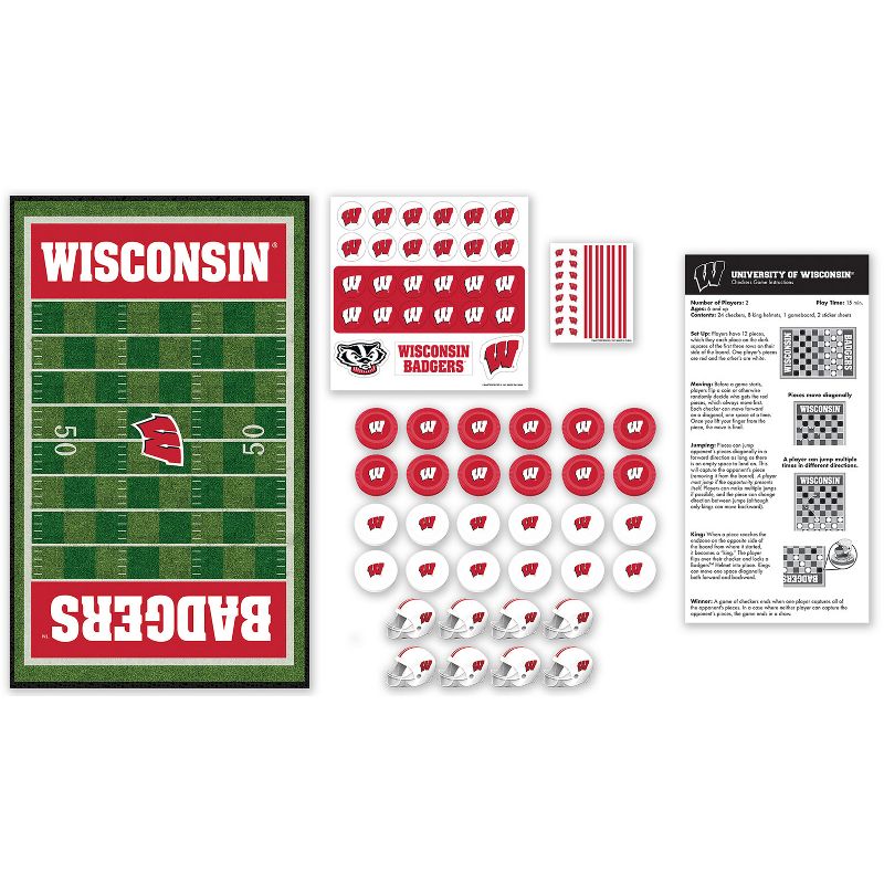 MasterPieces Officially licensed NCAA Wisconsin Badgers Checkers Board Game for Families and Kids ages 6 and Up, 3 of 7