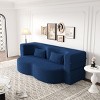 78" Convertible 2 Seater Sofa Bed Couch Twin Bed Sleeper Sofa With 2 Pillows Teddy Fabric Foam-Filled Floor Sofa Couch-Cuddlewood - 2 of 4