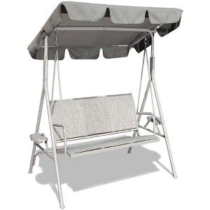 67.72"3 Person Patio Swing Seat with Adjustable Canopy for Patio, Garden, Poolside, Balcony - 1 of 4