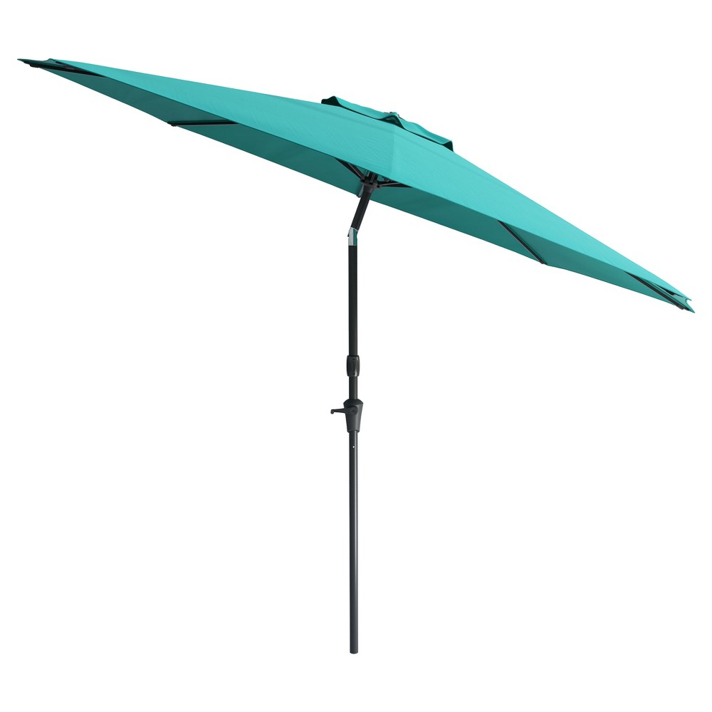 Photos - Parasol CorLiving 10' x 10' Wind Resistant Tilting Patio Umbrella Blue -  Turquoise 