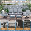 EROMMY 7 PCS Outdoor Metal Conversation Set With 360° Swivel Rocking Chairs, Sofa, Coffee Table&Ottoman For Patio, Garden, Deck Or Poolside - 4 of 4