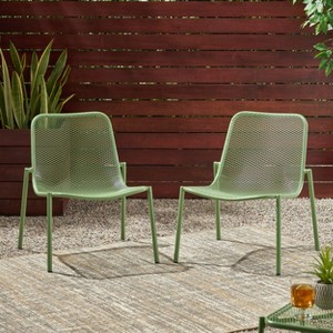 GDFStudio Douglas Outdoor Metal Mesh Accent Chairs (Set of 2) - 1 of 4