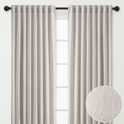 Chanasya 2pk Embossed Textured Sheer Window Curtain Panels - Set of 2 - 52 x 63 Inches Long - Leaf, Beige