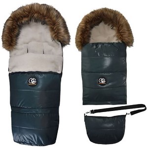 Cover Baby 0-3 Years Organic Premium Beige Wool Adjustable Footmuff in Pastel Hunter Green - 1 of 4