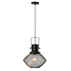 HOMCOM Industrial Pendant Light Fixtures, Black Metal Frame Hanging Ceiling Light with Adjustable Hanging Chain, Black - 1 of 4