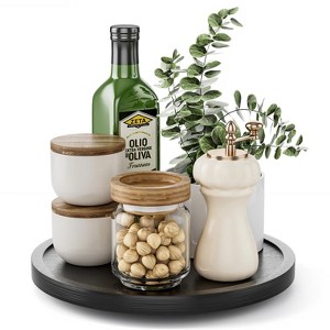 LunaLulinlk Turntable Organizer, 11-inch Wooden Lazy Susan Cabinet, Dining Table, Storage Room, Countertop, Cabinet,Black - 1 of 4