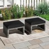 Tangkula 2 Pieces Patio PE Rattan Ottomans with Soft Zippered Cushions for Deck Frame - 2 of 4