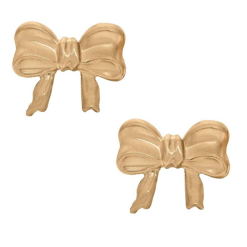 Tiara Kid's Bow Tie Stud Earrings in 14K Yellow Gold, 2 of 4
