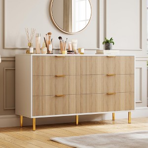6-Drawer Modern Dresser with Gold Handles, Wood Storage Cabinet Organizer for Bedroom, Living Room, Entryway - 1 of 4
