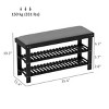 SEVOBAL 3-Tier Shoe Rack for Entryway Bamboo Shoe Bench with Cushion Padded Seat for Indoor Entrance Hallway Bedroom, Black, 26.87"*15.75"*21.26" - 3 of 4