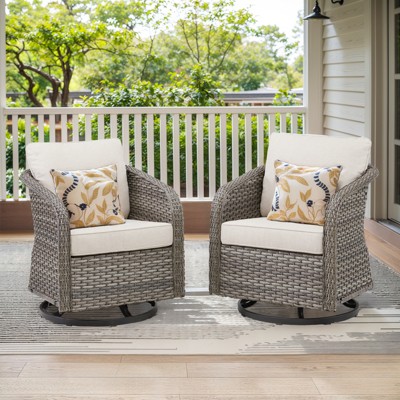 Buenhomino Outdoor Wicker Furniture Set – Swivel Glide Chairs, Sofas, Ottomans & Tables, All-Weather PE Rattan with Cushions for Patio, Garden & Deck