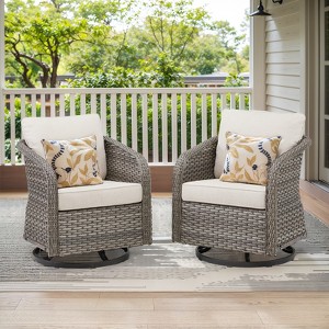 Buenhomino Outdoor Wicker Furniture Set – Swivel Glide Chairs, Sofas, Ottomans & Tables, All-Weather PE Rattan with Cushions for Patio, Garden & Deck - 1 of 4