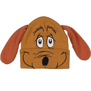 Dr. Seuss Max Beanie Embroidered Face Design with Felt 3D Floppy Ears Beanie - 1 of 4