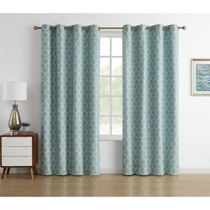 Kate Aurora Chic Living 100% Max Blackout Trellis Thermal Curtains - 1 of 3