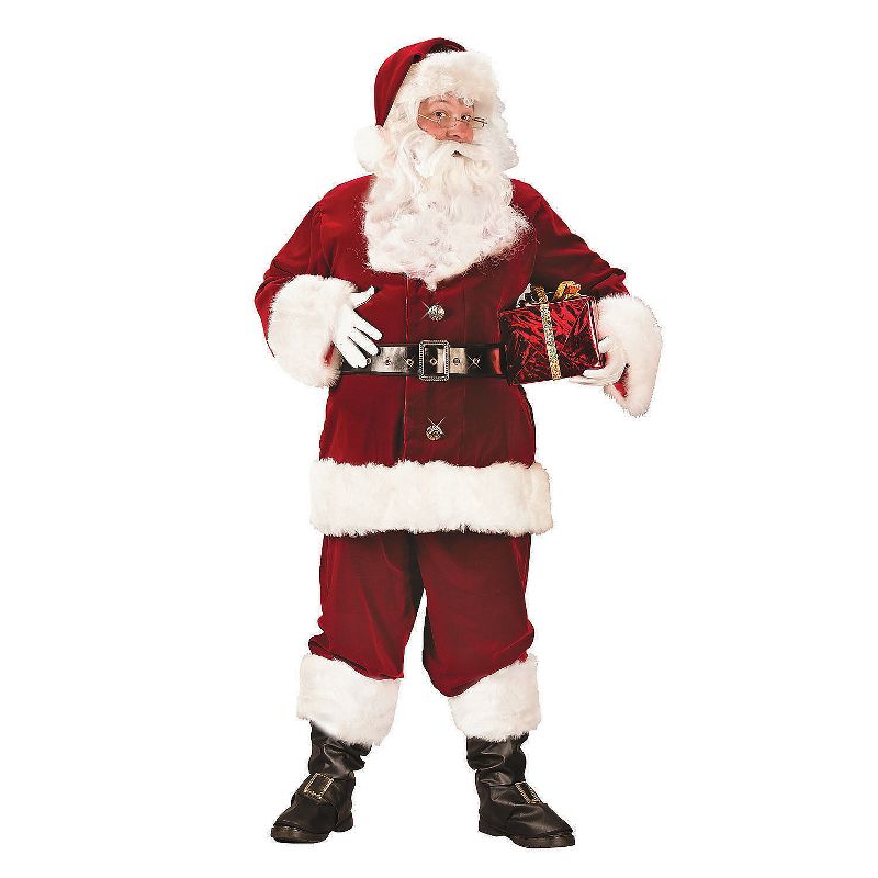 Fun World Mens Super Deluxe Santa Suit Costume - One Size - Red, 1 of 2