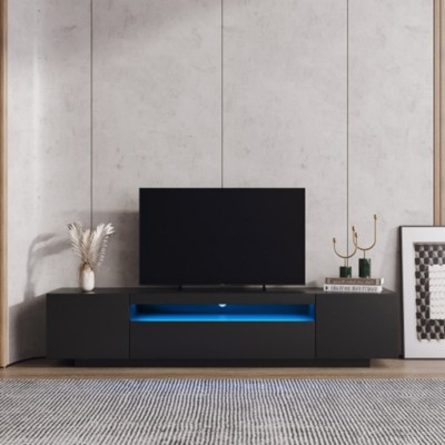 Syemin TV Stands and Consoles 80" TV Cabinet Modern TV Cabinet with Storage Drawers for Living Room Entertainment Center, Black, 78.74"*14.96"*16.93"