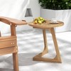 ResenkosSofa Table, End Table, Side Table,Teak Wood Side Table Round Sofa End Table with Slatted Tabletop Brown - 4 of 4