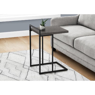Contemporary Monarch 25" Grey Wood & Black Metal C-Table