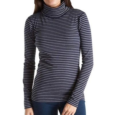 Women's Tahoe Stripe Diane Turtleneck Long Tight Shirt - three dots