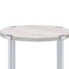 Royal Hampton End Table with X Shaped Metal Base and Round Wooden Top,Silver and Beige - 3 of 4
