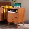 18" Mid Century Nightstand wtih Charging Station, End Table Side Table with 2 Drawers for Bedroom, Living Room - 3 of 4