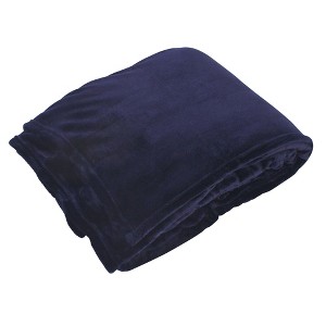 Hudson Home Collection Home Silky Plush Blanket, Navy Fleece - 1 of 2